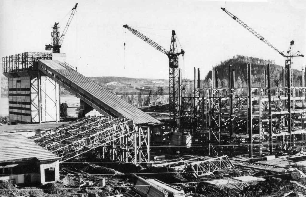 Строительство большого бетонного завода, сентябрь 1971 г.
